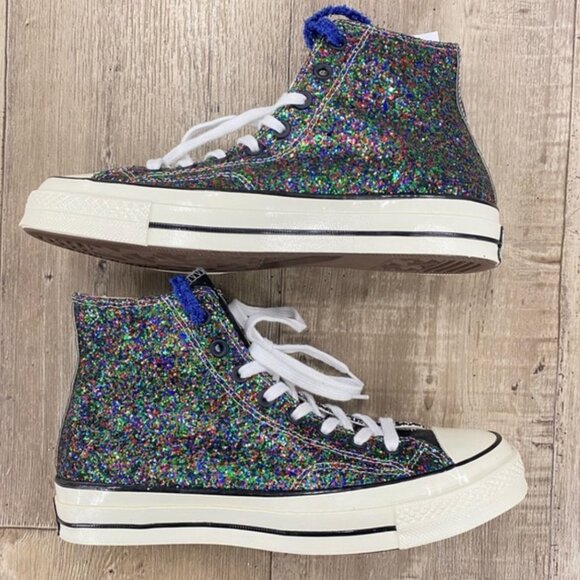 CONVERSE x JW ANDERSON collab multicolor colorblock glitter All Star sneakers 11 - Picture 10 of 10